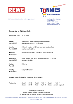 Speisenkarte Mittagstisch