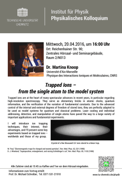 Institut f&uuml;r Physik Physikalisches Kolloquium Trapped