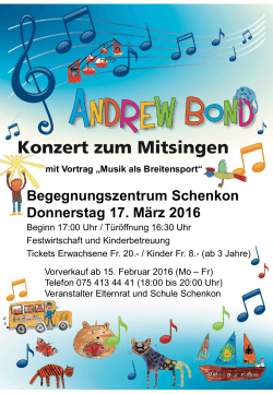 mit Vortrag „Musik als Breitensport“ Begegnungszentrum Schenkon