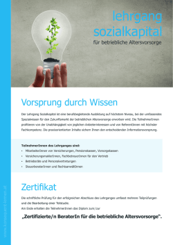 Lehrgang Sozialkapital - Warum konsequent wondrak?