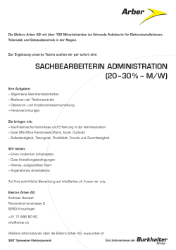 sachbearbeiterin administration (20 – 30 % – m/w)