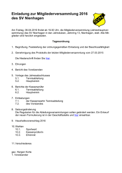 Einladung zur Mitgliederversammlung 2016 des SV Nienhagen