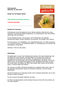 H&uuml;hnerpraline auf Gem&uuml;se-Couscous