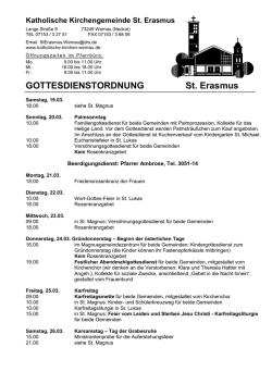 Gottesdienstordnung - Katholische Gesamtkirchengemeinde Wernau