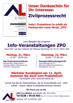 Zivilprozessrecht Info-Veranstaltungen ZPO