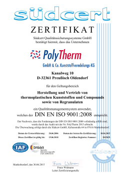 ZERTIFIKAT - PolyTherm GmbH & Co. KG