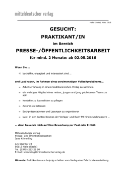 Praktikant/in im Bereich Presse