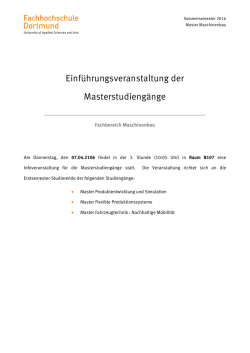 Einf&uuml;hrungsveranstaltung der Masterstudieng&auml;nge