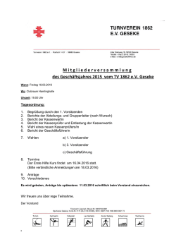 Jahreshauptversammlung des Hauptvereins