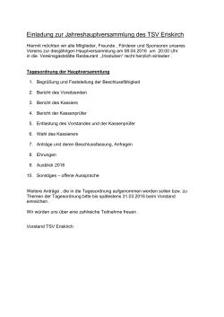 Einladung zur Jahreshauptversammlung des TSV Eriskirch