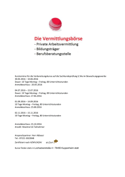 Kurztermine für die Vorbereitungskurse a[...]