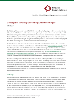 E-Partizipation zum Dialog f&uuml;r Fl&uuml;chtlinge und mit Fl&uuml;chtlingen