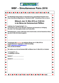 WBF – Simultaneous Pairs 2016