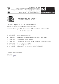 Klubeinladung 2/2016 - Fotoklub Hall in Tirol