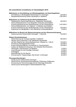Investitionen im Haushaltsjahr 2016