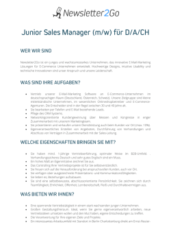 Junior Sales Manager (m/w) für D/A/CH