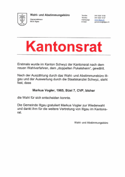 Kantonsratswahlen vom 20. März 2016