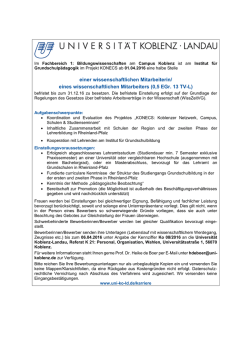 eines wissenschaftlichen Mitarbeiters (0,5 EGr. 13 TV-L)