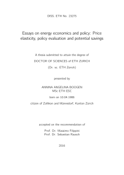 Essays on energy economics and policy: Price - ETH E