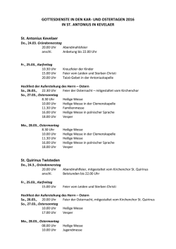 Gottesdienste in den Kar- und Ostertagen 2016