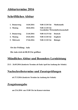 Abiturtermine 2016 Schriftliches Abitur - Humboldt