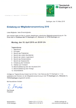 Einladung Mitgliederversammlung 2016
