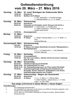Gottesdienstkalender - Pfarrer von St. Johann im Saggautal