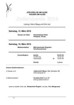 Jodlerabende - Programm 2016