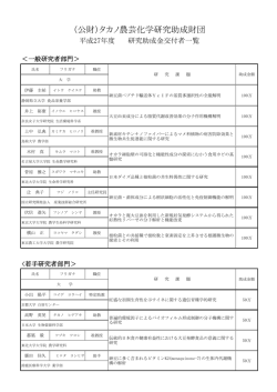 （公財）タカノ農芸化学研究助成財団