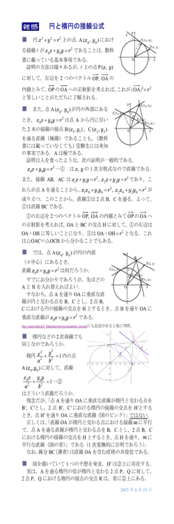 円と楕円の接線公式