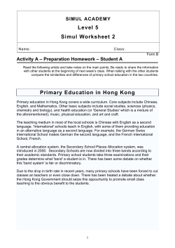 Level 5 Simul Worksheet 2 Primary Education in Hong Kong