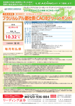 ブラジルレアル建社債（CACIBグリーン・ボンド） ブラジルレアル建社債