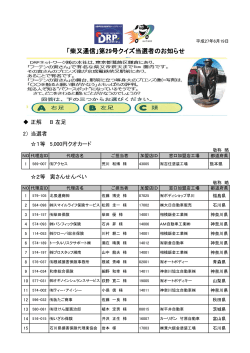 「柴又通信」第29号クイズ当選者のお知らせ