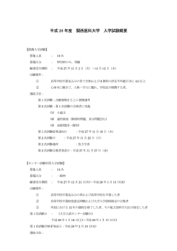 平成 28 年度 関西医科大学 入学試験概要