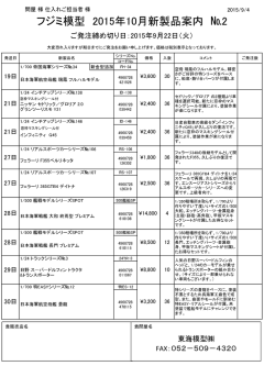 フジミ模型 2015年10月新製品案内 №2