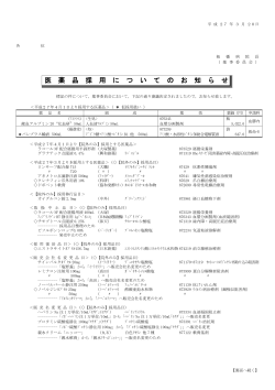 医 薬 品 採 用 に つ い て の お 知 ら せ