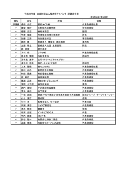 （平成26年7月18日） 職名 氏名 所属 役職 評議員 長田 光広 長田タイヤ