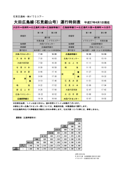 大田広島線(石見銀山号）運行時刻表 平成27年4月1日