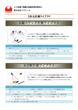 2眼ステレオ計測ライブラリ 光切断計測ライブラリ