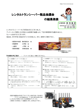 レンタルトランシーバー粗品抽選会 の結果発表