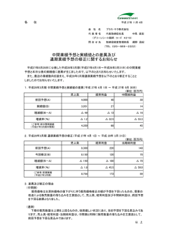 中間業績予想と実績値との差異及び 通期業績予想の修正に関する