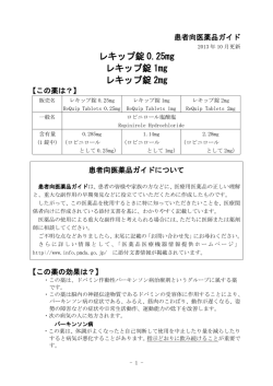 レキップ錠 0.25mg レキップ錠 1mg レキップ錠 2mg