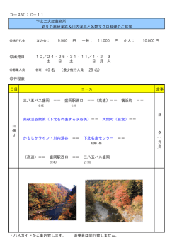 下北二大紅葉名所 彩 薬研渓谷 川内渓谷 名物 料理 昼食 円 一般 円 小