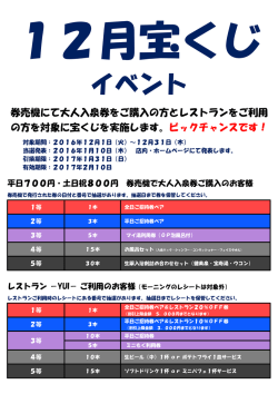 （モーニングのレシートは対象外） 1等 対象期間：2016年12月1日（火