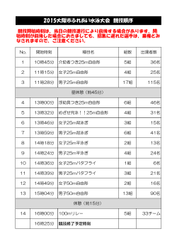 2015大阪市ふれあい水泳大会 競技順序