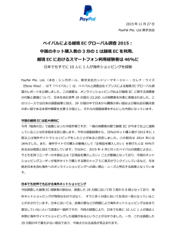 ペイパルによる越境 EC グローバル調査 2015： 中国のネット購入者の 3