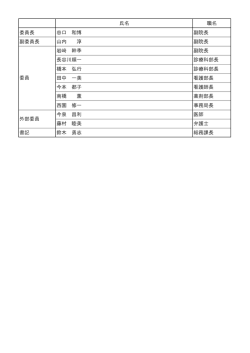 氏名 職名 委員長 谷口 和博 副院長 副委員長 山内 淳 副院長 岩﨑 幹季