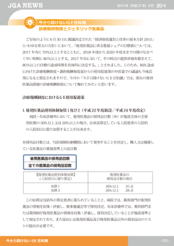 委員会活動報告 今さら聞けないGE豆知識 診療報酬制度とジェネリック
