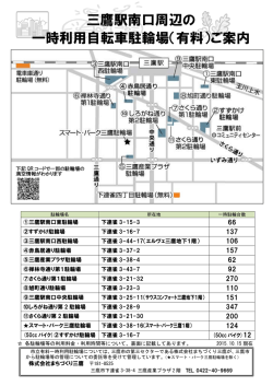 三鷹駅南口周辺の 一時利用自転車駐輪場（有料）ご案内