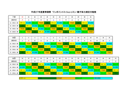 水泳ﾜﾝﾎﾟｲﾝﾄﾚｯｽﾝ･体力測定 ｽｹｼﾞｭｰﾙ表（総合運動場温水ﾌﾟｰﾙ）